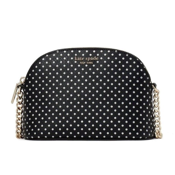 New Kate Spade Spencer Metallic Dot Mixed Material Crossbody Set Black Multi - Picture 5 of 6
